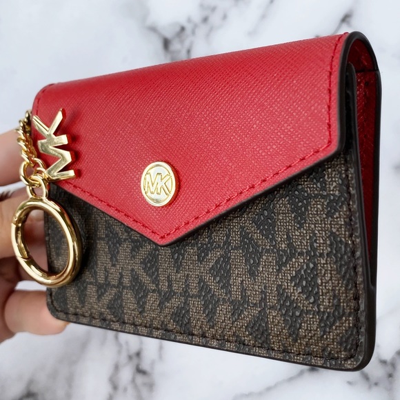 NWT Michael Kors Cardholder Key ring brown red - Picture 2 of 5